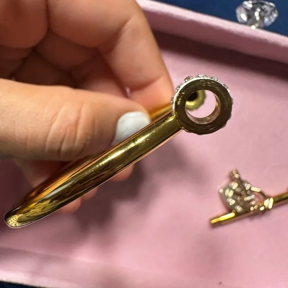 CHANEL heart and lock authentic charm on gold plated bracelet